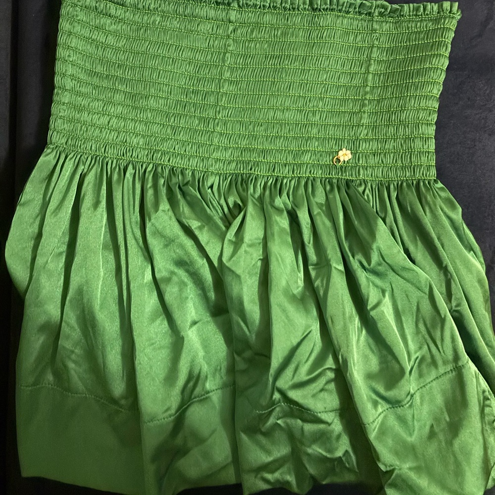 NATURAL LIFE Green Bubble Mini Skirt with Smocked Waist